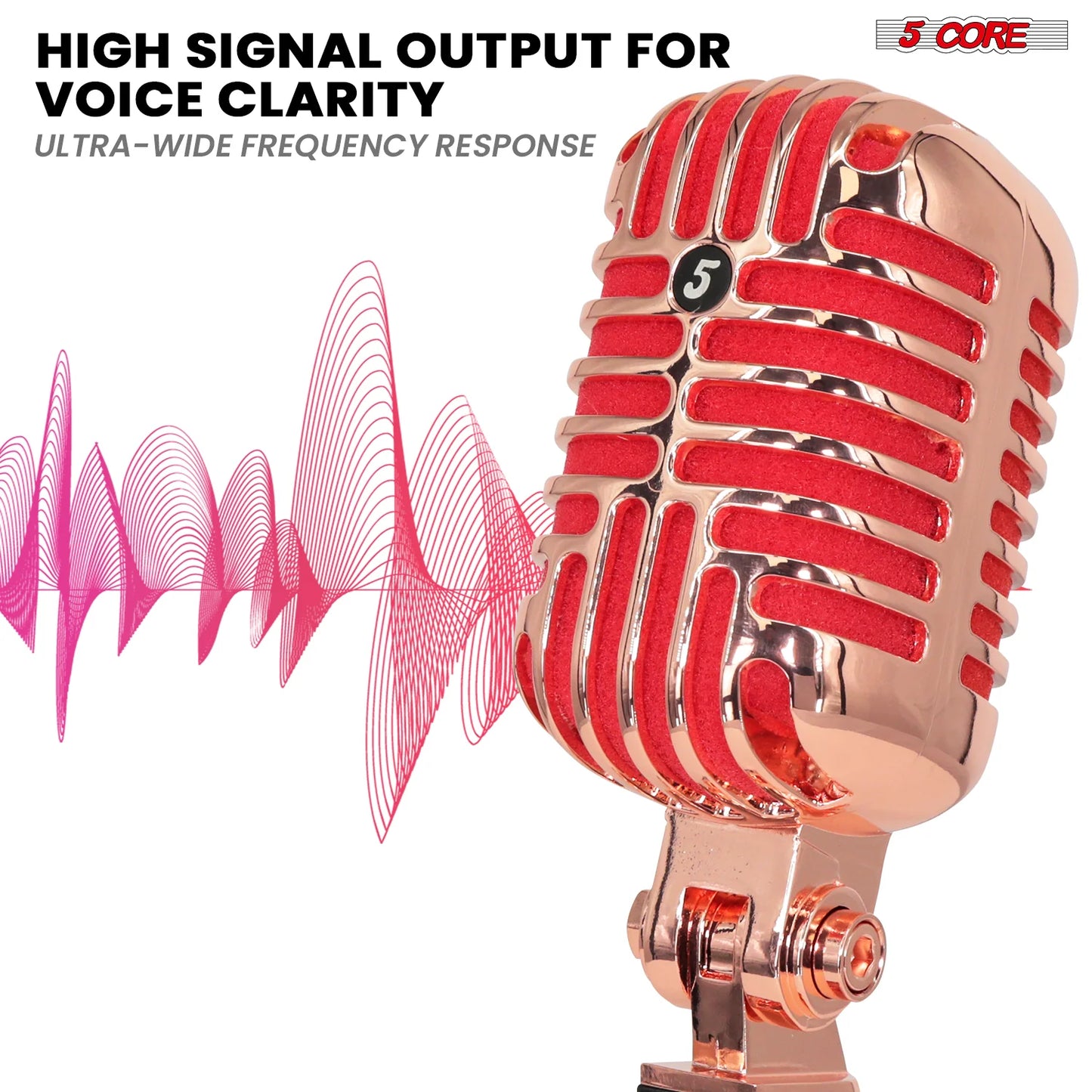 5Core Vintage Microphone Classic Dynamic Professional XLR Studio Retro Style Mic COPPER