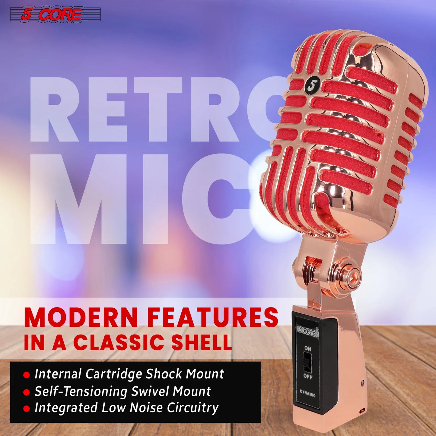 5Core Vintage Microphone Classic Dynamic Professional XLR Studio Retro Style Mic COPPER