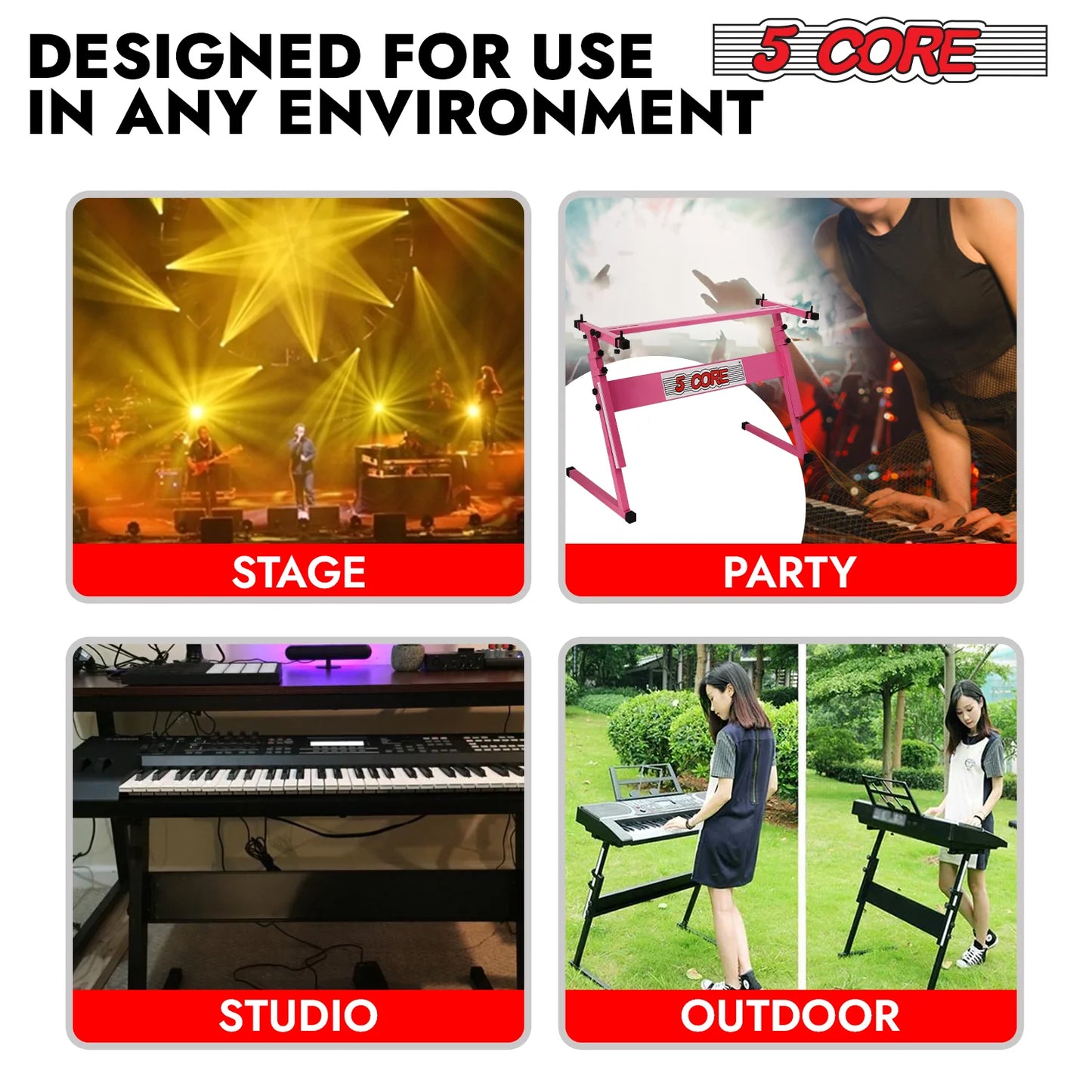 5 Core Keyboard Stand Z Style Height Adjustable Sturdy Piano Riser Lift Holder Stands