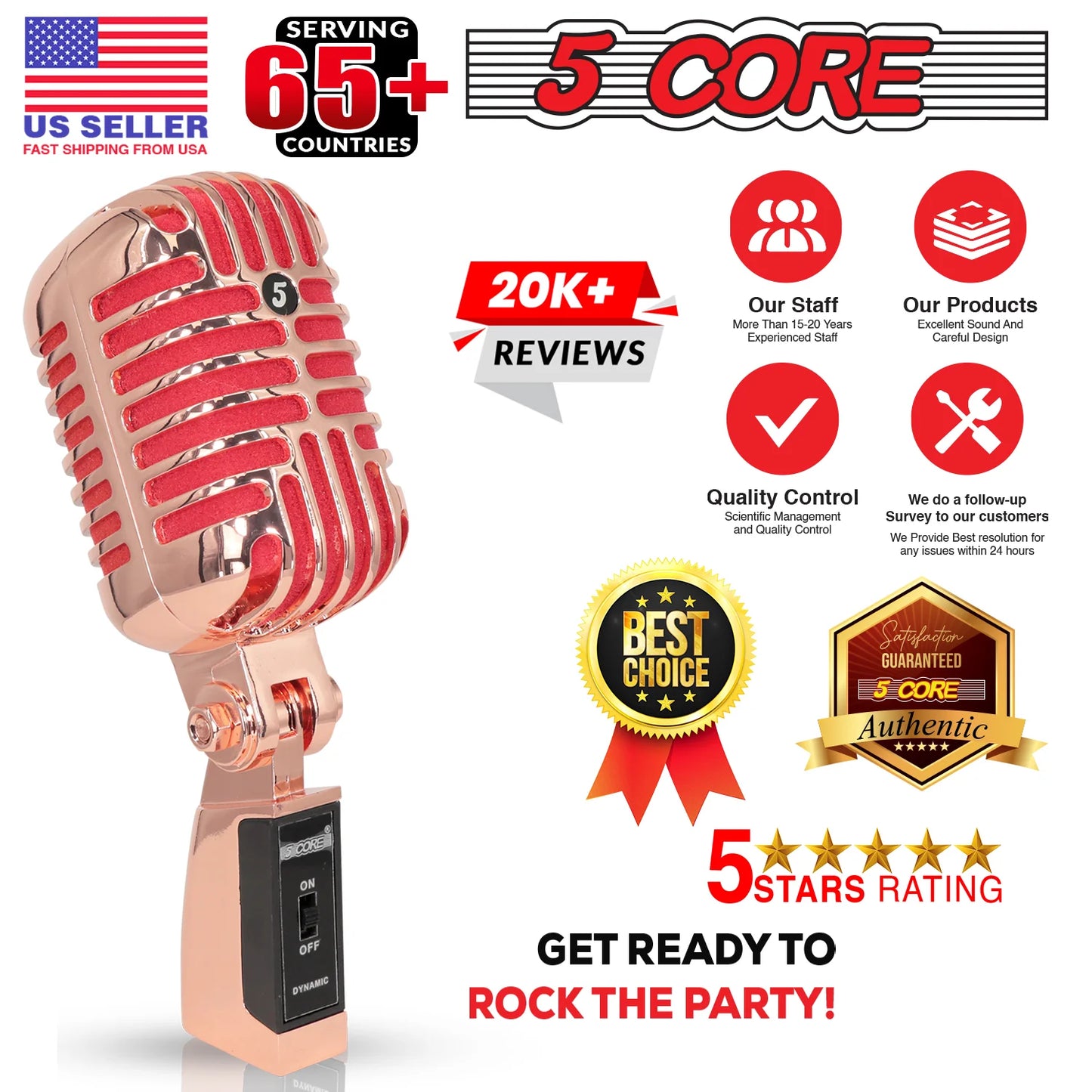 5Core Vintage Microphone Classic Dynamic Professional XLR Studio Retro Style Mic COPPER