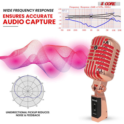 5Core Vintage Microphone Classic Dynamic Professional XLR Studio Retro Style Mic COPPER