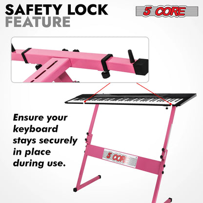 5 Core Keyboard Stand Z Style Height Adjustable Sturdy Piano Riser Lift Holder Stands